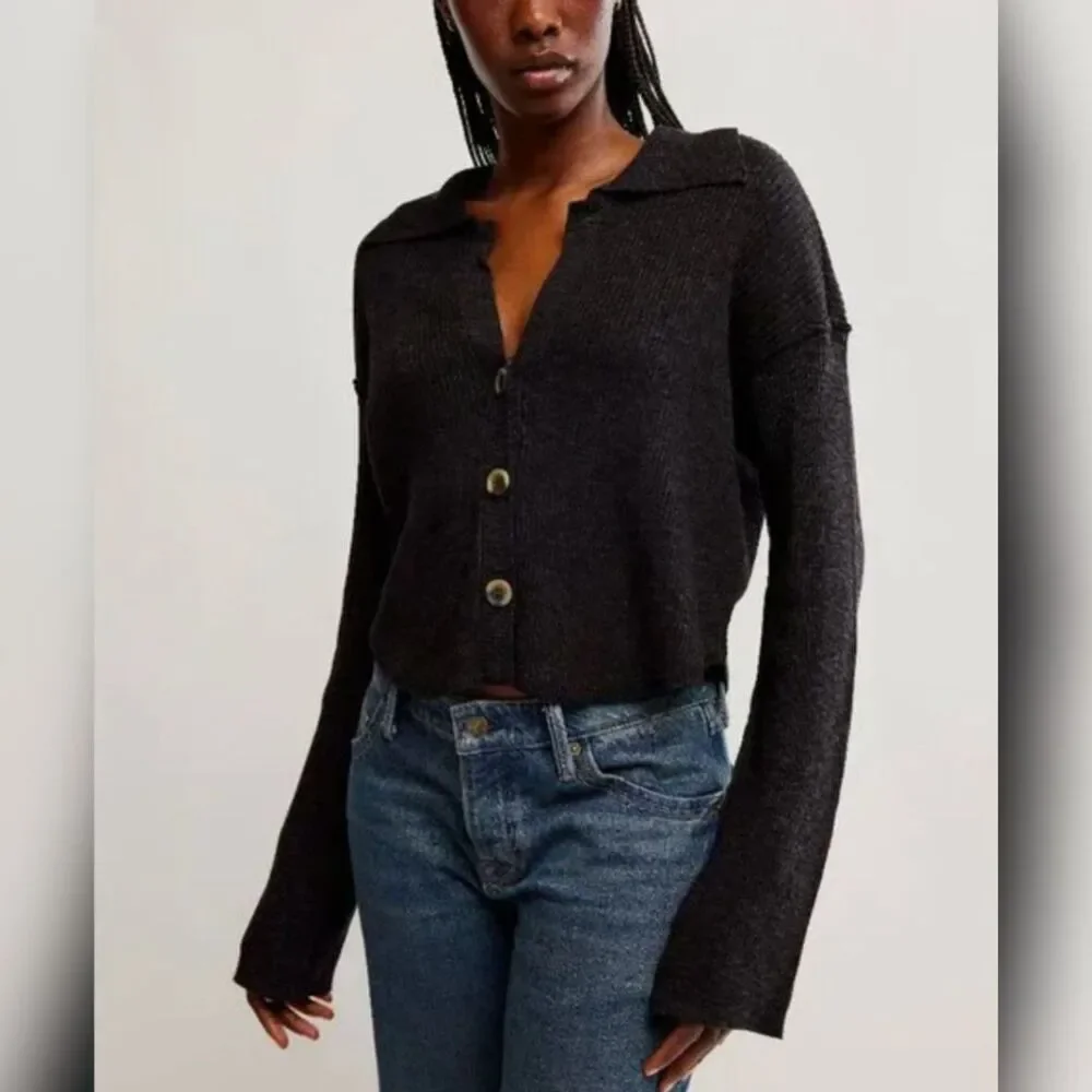 Free People Ella Sweater Shirt – Black, Medium (M), NWOT - Picture 1 of 9